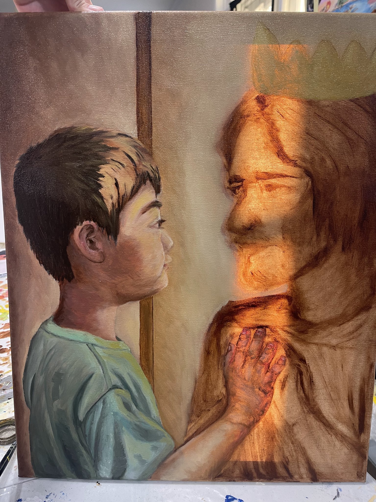 Stage 3 of the painting: the near-finished colour pass.