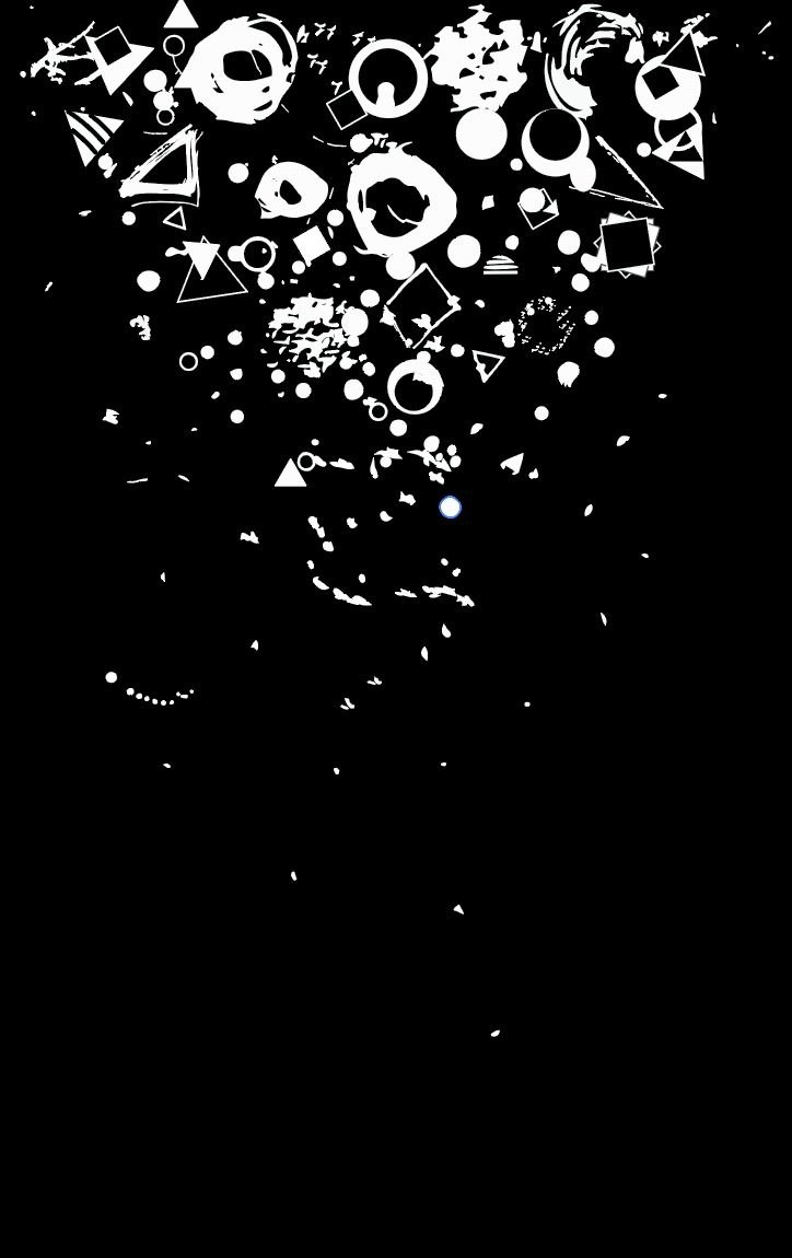 Acknowledgement: a tall black-and-white composition of scanned analog marks and vector geometry.